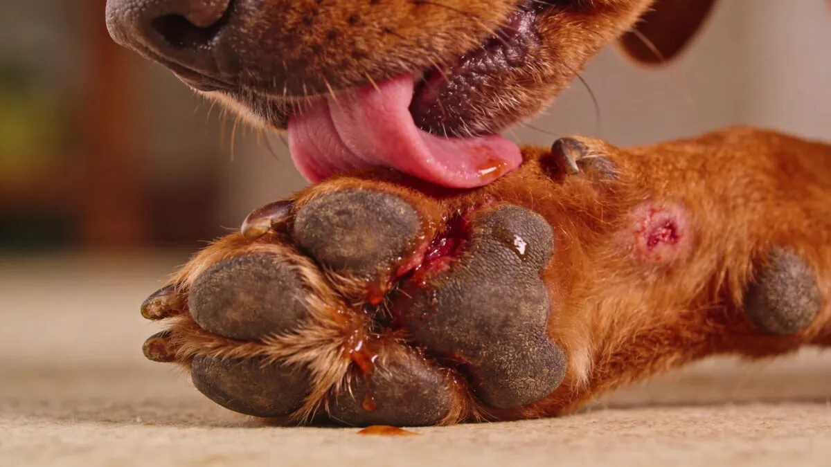 Dog licking paws - food sensitivity connection